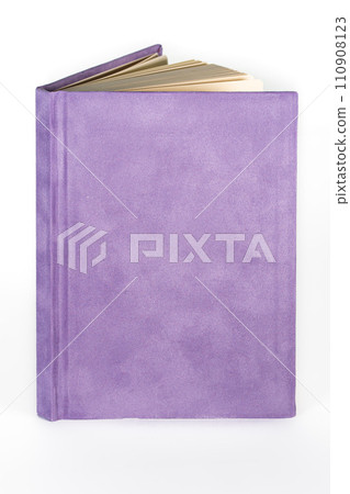close up of a blank velour fluffy notebook on white background with clipping path 110908123