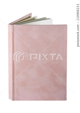 close up of a blank velour fluffy notebook on white background with clipping path 110908151