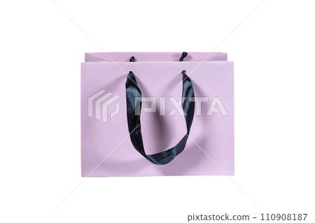 Recyclable craft paper bag for purchases, gifts and takeaway food mock up on white background. Environmentally friendly than single-use plastic bags 110908187