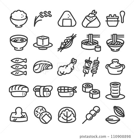 Japanese food icon set 110908898