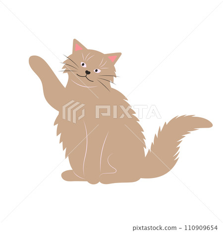 Cute funny cat. Fat pet animal. Cartoon character. Flat vector illustration. Cute funny cat. Fat pet animal. Cartoon character. Flat vector illustration. 110909654