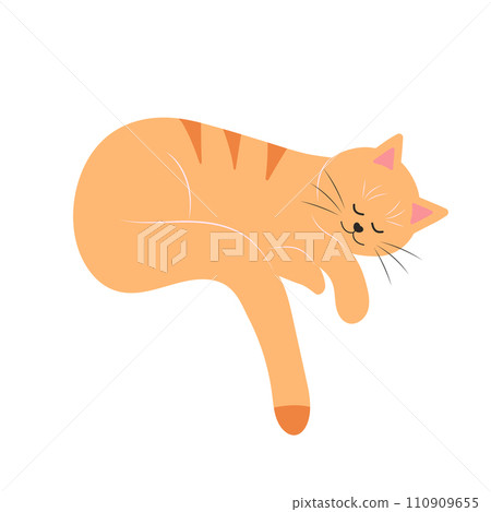 Cute funny cat. Fat pet animal. Cartoon character. Flat vector illustration. Cute funny cat. Fat pet animal. Cartoon character. Flat vector illustration. 110909655