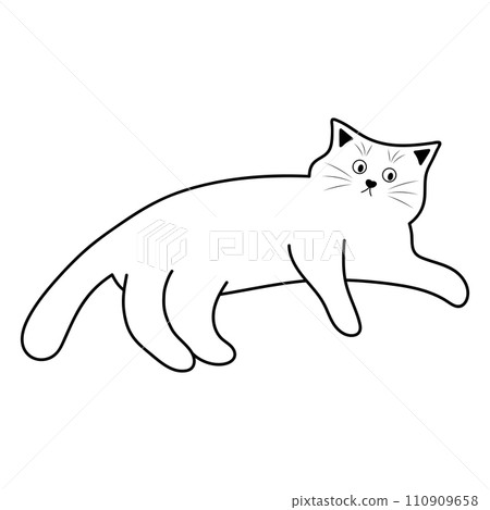 Cute funny fat cat. Doodle linear pet character. Cute funny fat cat. Doodle linear pet character. 110909658