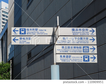 橫濱櫻木町站附近寫有目的地的訊息看板 110909951