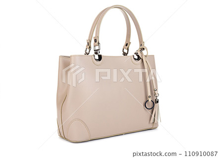 beige leather bag isolated on white background. minimalist purse ,handbag beige leather bag isolated on white background. minimalist purse ,handbag 110910087
