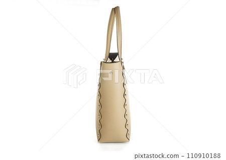beige leather bag isolated on white background. minimalist purse ,handbag 110910188