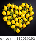 [AI generated image/AI illustration] Lemon shaped like a heart/black background 110910192