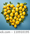 [AI generated image/AI illustration] Lemon shaped like a heart, blue background 110910195