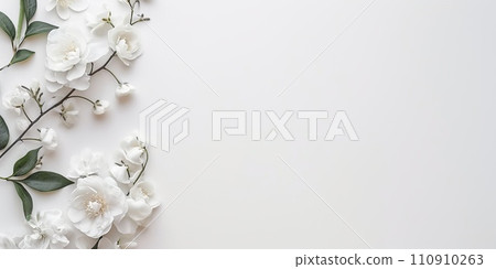 White background with flowers for wedding, minimalism White background with flowers for wedding, minimalism 110910263