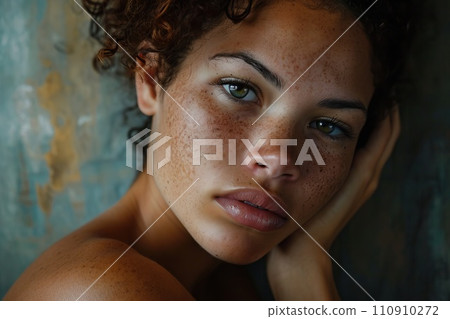 Photorealistic portrait of a woman with diverse features Photorealistic portrait of a woman with diverse features 110910272