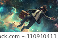 [AI-generated image/AI illustration] Businessman experiencing travel in another dimension 110910411