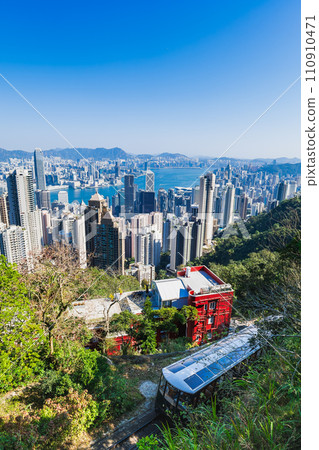 Hong Kong Victoria Harbor and Peak Tram 110910471