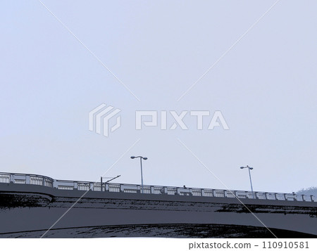 Landscape with a bridge and sky. Illustrated photo. Landscape with a bridge and sky. Illustrated photo. 110910581