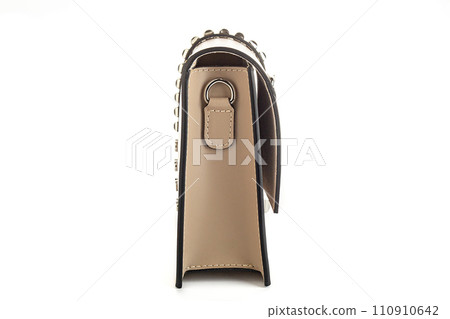 beige leather bag isolated on white background. minimalist purse ,handbag beige leather bag isolated on white background. minimalist purse ,handbag 110910642