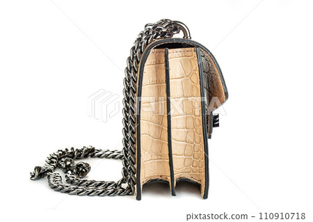 beige leather bag isolated on white background. minimalist purse ,handbag beige leather bag isolated on white background. minimalist purse ,handbag 110910718