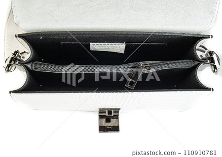 top view of open empty women lady bag isolated on white background top view of open empty women lady bag isolated on white background 110910781