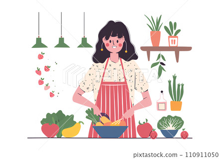 Woman cooking vegetables-1 110911050