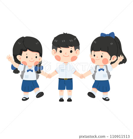 Group of happy kids holding hands 110911513