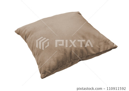 Decorative brown rectangular pillow for sleeping and resting isolated on white background Decorative brown rectangular pillow for sleeping and resting isolated on white background 110911592