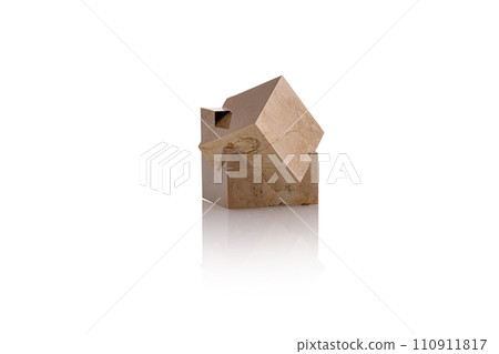 Pyrite isolated single shiny mineral stone, fool's gold, cubic gems, on white and transparent background 110911817