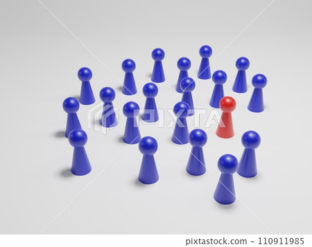 Abstract representing a person who is isolated in a group Abstract representing a person who is isolated in a group 110911985