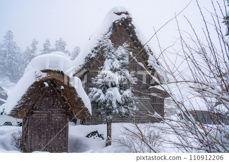 [World Heritage] Heavy snowfall in Shirakawa-go [Gifu Prefecture] 110912206