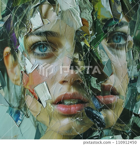 Collage of a close up face 110912450