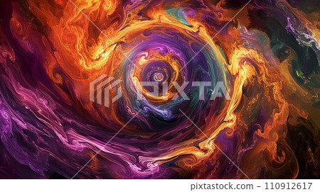 Abstract fiery vortex with swirling patterns representing epileptic seizure. Generative AI. 110912617