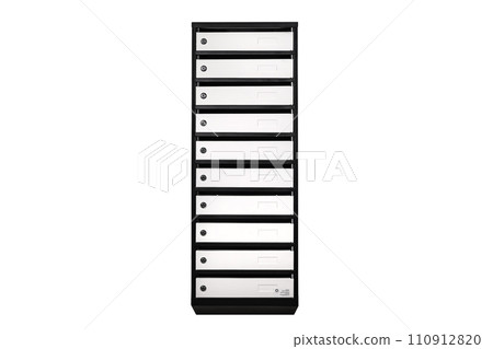 Mail boxes filled of leaflets and letters. Shallow DOF,Mailboxes and Lock in Rows at Entrance Mail boxes filled of leaflets and letters. Shallow DOF,Mailboxes and Lock in Rows at Entrance 110912820