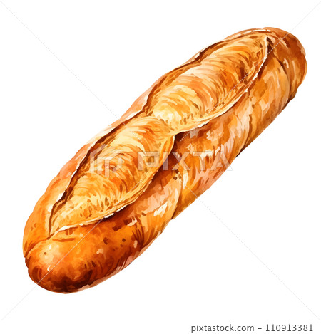 Baguette bread water color hi quality isolated on white background 110913381