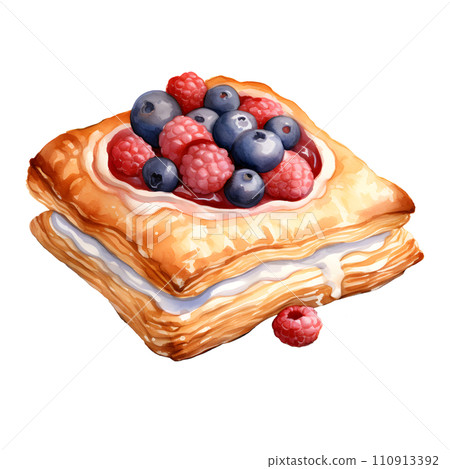 Danish Pastry bread water color hi quality isolated on white background 110913392