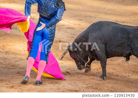 Bullfight in Spain. Spanish bullfighter in the bullfighting arena Bullfight in Spain. Spanish bullfighter in the bullfighting arena 110913430
