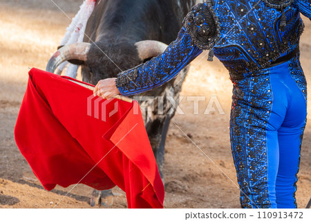 Bullfight in Spain. Spanish bullfighter in the bullfighting arena 110913472