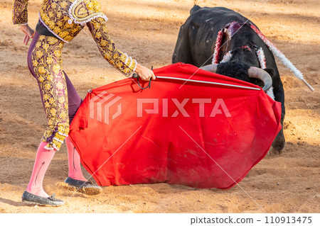 Bullfight in Spain. Spanish bullfighter in the bullfighting arena Bullfight in Spain. Spanish bullfighter in the bullfighting arena 110913475