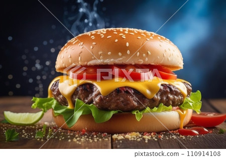 Delicious burger with many ingredients Delicious burger with many ingredients 110914108
