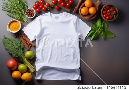 Simple white t-shirt mockup on a gray background 110914110
