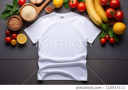 Simple white t-shirt mockup on a gray background 110914111