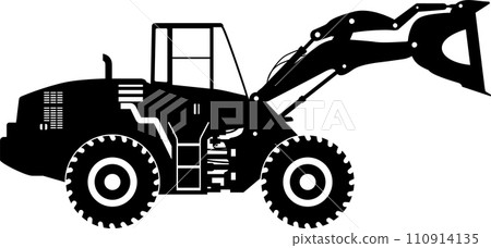 Silhouette of Wheel Loader Icon in Flat Style. Vector Illustration Silhouette of Wheel Loader Icon in Flat Style. Vector Illustration 110914135