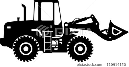 Silhouette of Wheel Loader Icon in Flat Style. Vector Illustration Silhouette of Wheel Loader Icon in Flat Style. Vector Illustration 110914150