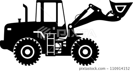 Silhouette of Wheel Loader Icon in Flat Style. Vector Illustration Silhouette of Wheel Loader Icon in Flat Style. Vector Illustration 110914152