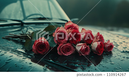 Roses on a car roof Roses on a car roof 110914267