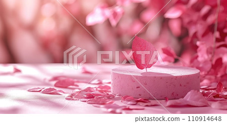 AI-generated content. Pink podium state for presentation. Generative AI 110914648