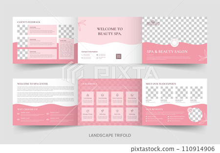 Beauty Spa salon landscape trifold brochure Women Salon template design 110914906