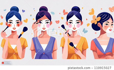 女性化妝插畫 110915027