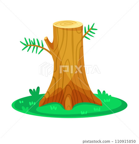 Tree Stump on Green Lawn as Landscape Element Vector Illustration Tree Stump on Green Lawn as Landscape Element Vector Illustration 110915850