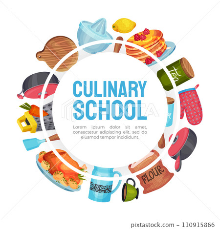 Cooking Class and Kitchen Utensil Banner Design Vector Template 110915866