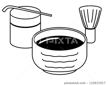 黑白簡約手繪茶道插畫 110915917