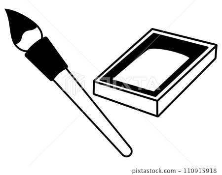簡單可愛的筆硯黑白插畫 110915918