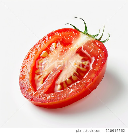 Half of fresh cherry tomato isolated on white 110916362