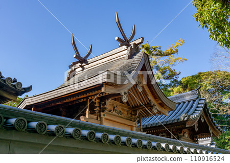 Main shrine of Ikaruga Shrine in Ikaruga Town, Ikoma District, Nara Prefecture Main shrine of Ikaruga Shrine in Ikaruga Town, Ikoma District, Nara Prefecture 110916524